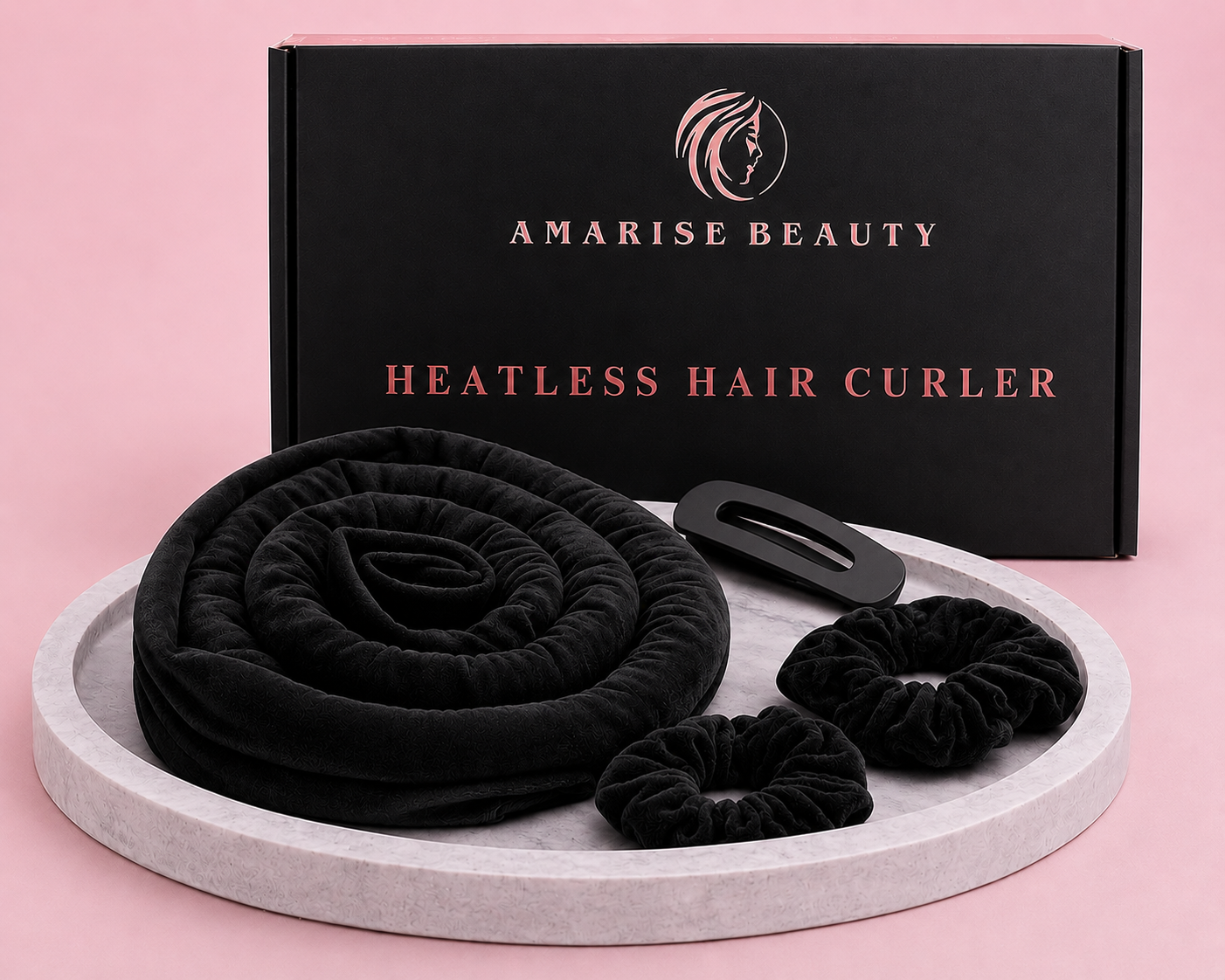 Amarise Beauty velvet heatless curling rod set in black