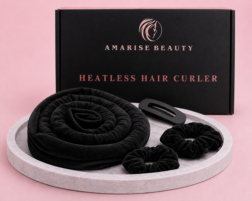 Amarise Beauty velvet heatless curling rod set in black