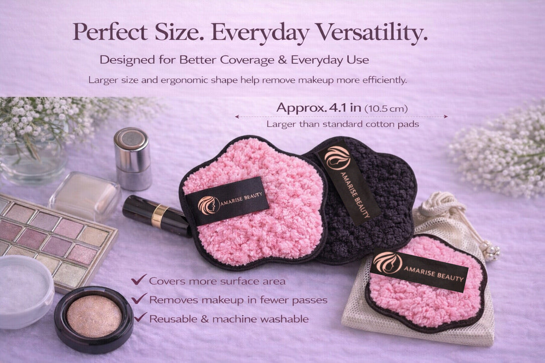 Makeup removal pads are the perfect size, designed for better coverage, and larger than standard cotton pads.