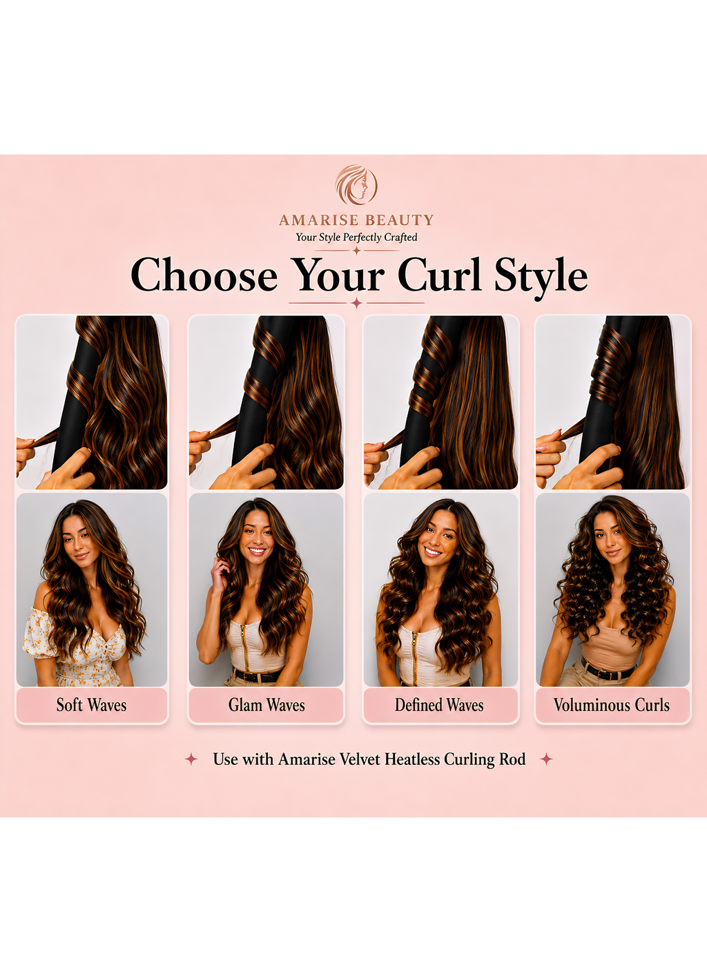 Amarise Beauty Heatless Velvet Hair Curler Set